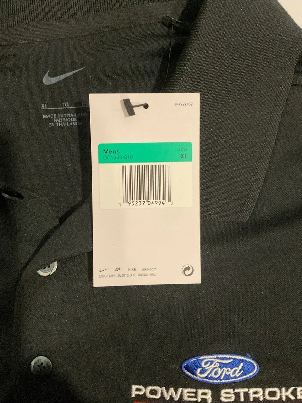 NWT Nike Dri-FIT Ford Power Stroke Diesel Polo Shirt Black XL Golf Performance